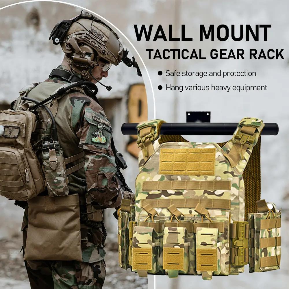Tactical Vest Hanger Wall Mount, Heavy Duty Police Gear Rack, Body Armor Hanger, Tactical Plate Carrier Accessories For Backpack Gym Home Workout Tactical Home Gear