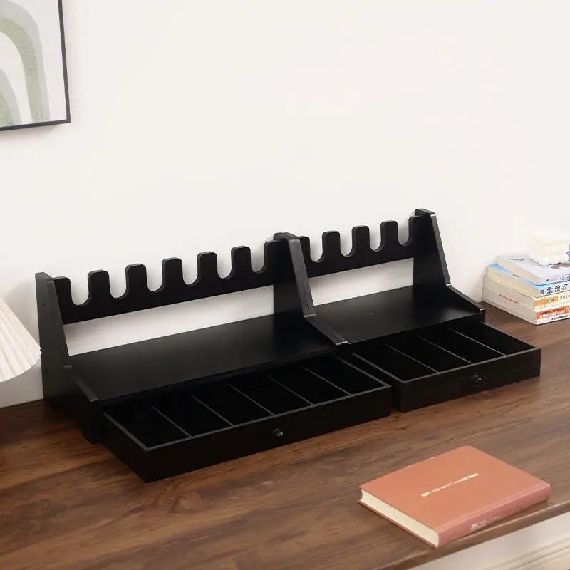 Wooden Pistol Storage Rack, Gun Storage Rack, Practical Drawer-Type Multi-Grids Storage Rack Tactical Home Gear
